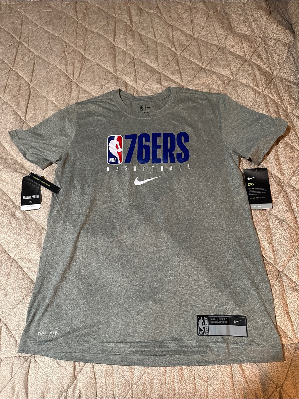 Nike Gray 76ERS Dri-FIT Basketball Tee